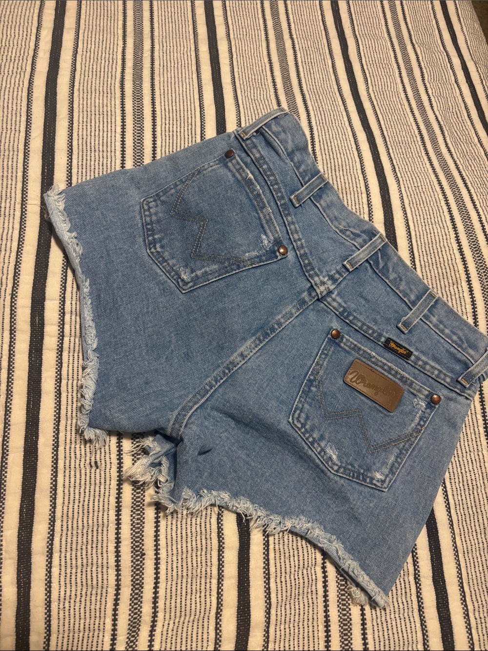 Wrangler Light Blue Denim Cutoff Shorts